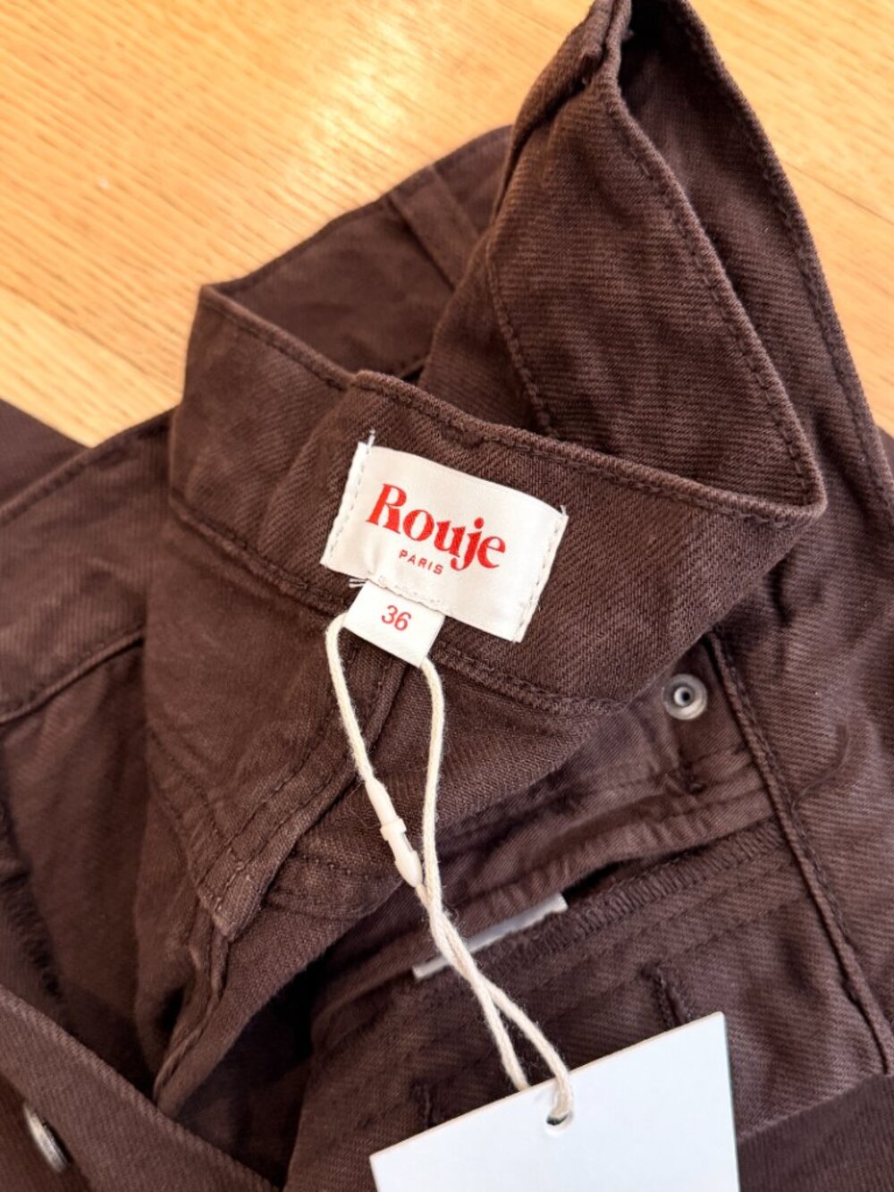 NWT $210 Rouje Chocolate regular-waisted straight-cut jeans - Picture 6 of 6
